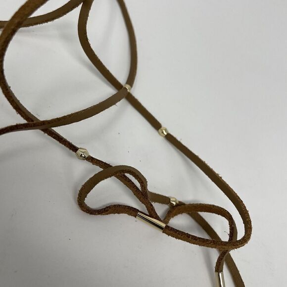 ETTIKA Womens Revolve Brown Leather Wrap Choker NEW Gold Accent Cords Fashion - Picture 8 of 8
